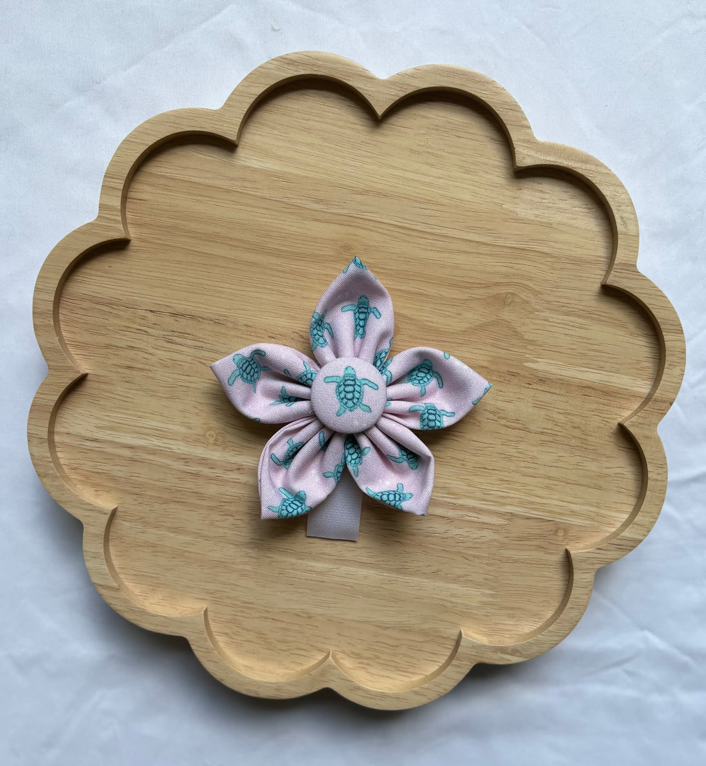 Turtle Dreams Dog Flower Bow Tie