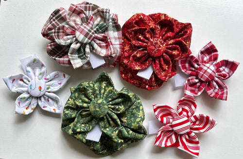Candy Cane Stripe Dog Flower Bow Tie