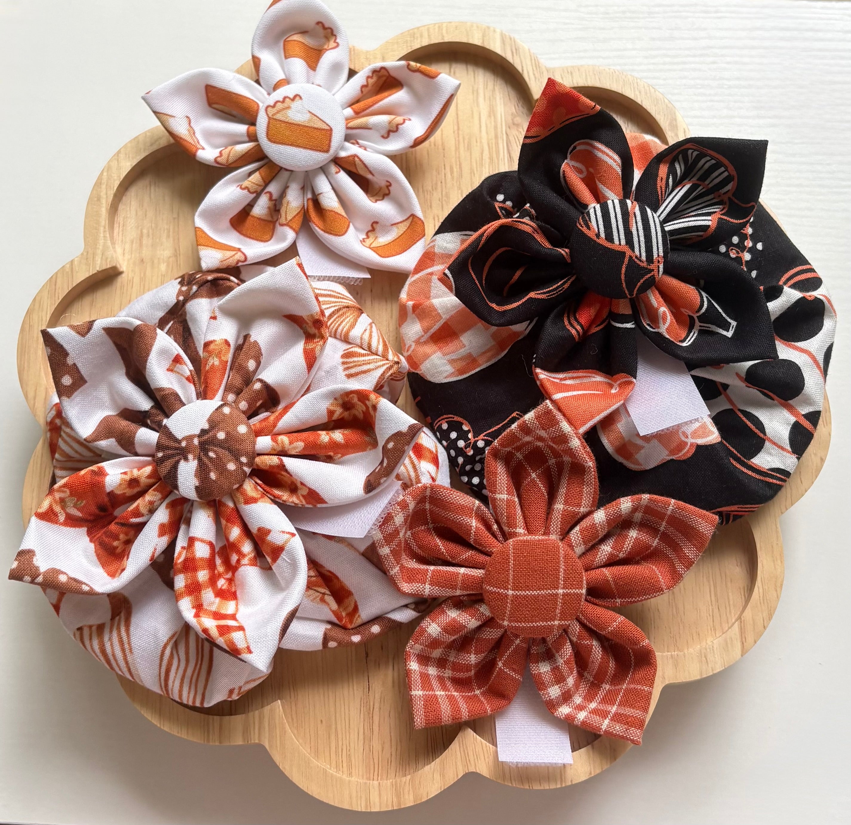Fall Bows Dog Flower Bow Tie and Scrunchie Set