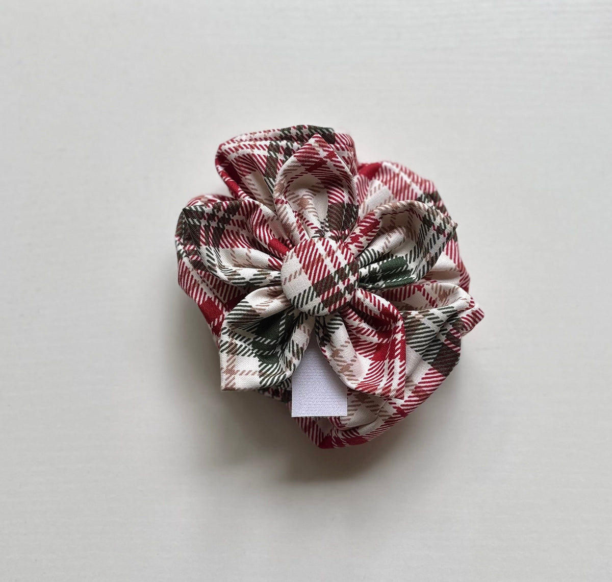 Christmas Plaid Dog Flower Bow Tie and Scrunchie Set
