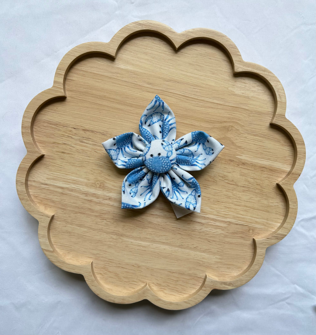 Blue Crab Dreams Dog Flower Bow Tie