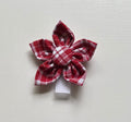 Red Plaid Dog Flower Bow Tie