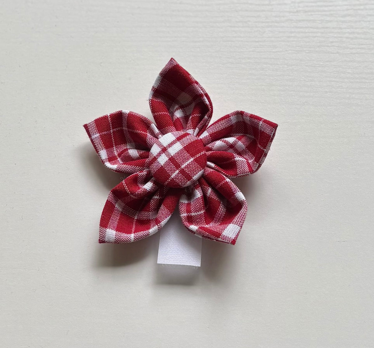 Red Plaid Dog Flower Bow Tie