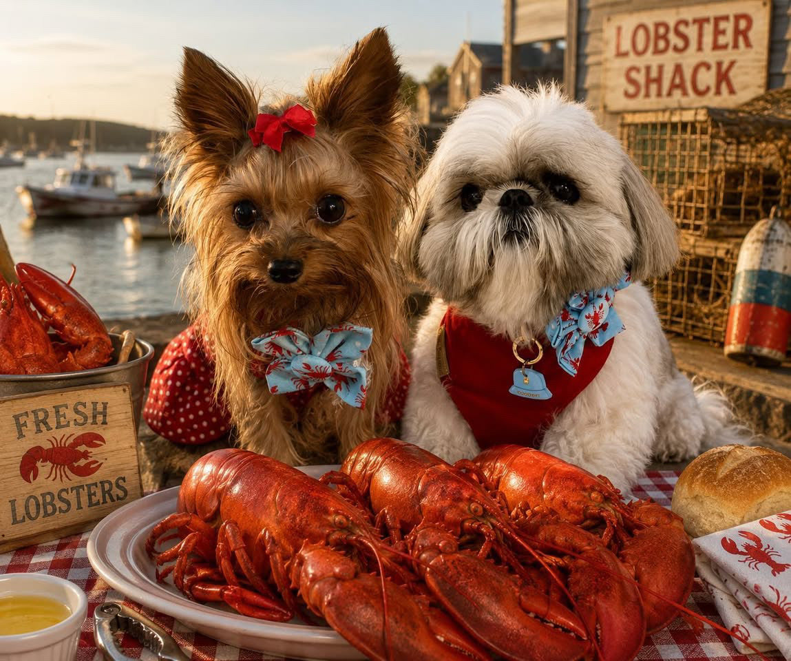 Lobster Dreams Dog Flower Bow Tie