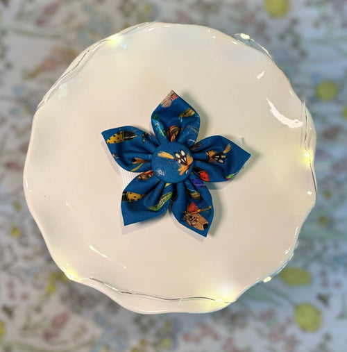 Fathers Day Fishing Dog Flower Bow Tie