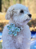 Green Gingham Dog Flower Bow Tie