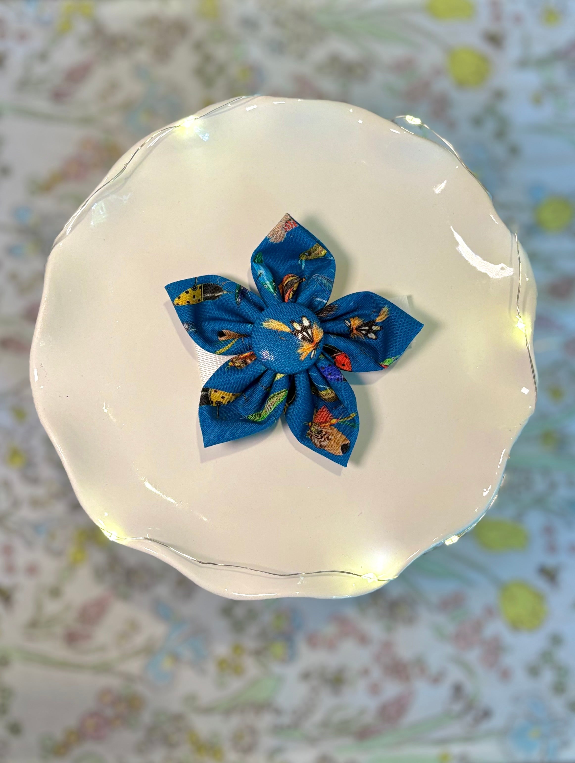 Fathers Day Fishing Dog Flower Bow Tie