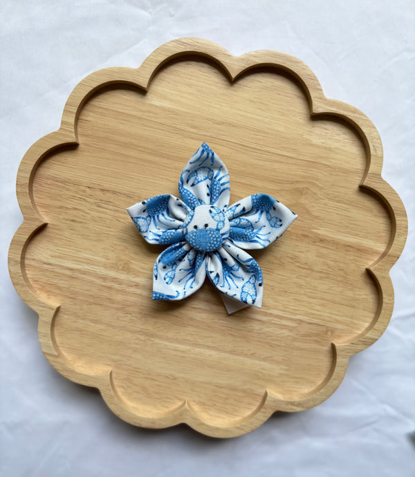 Blue Crab Dreams Dog Flower Bow Tie