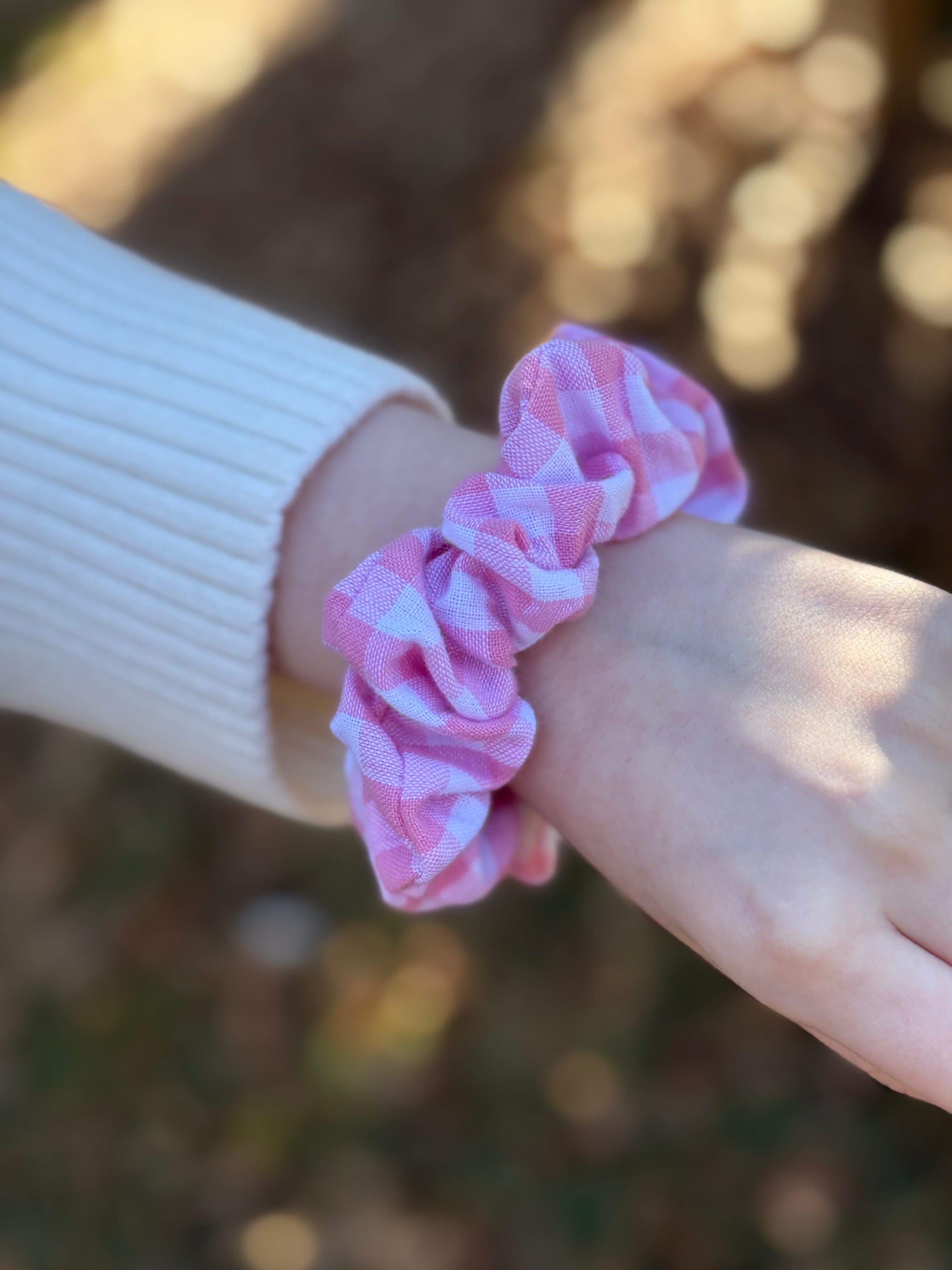 Pink Gingham Scrunchie