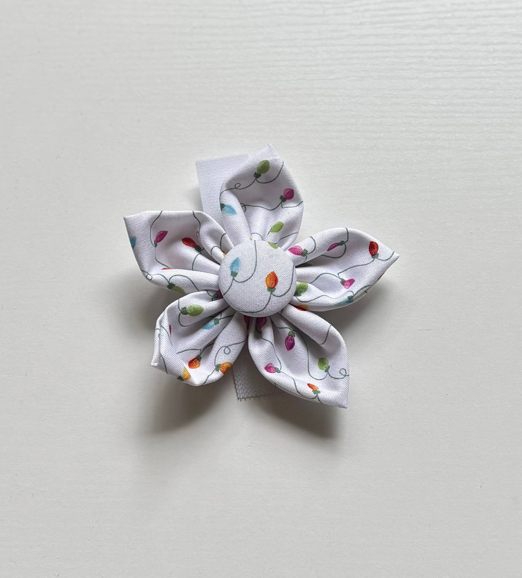 Christmas Lights Dog Flower Bow Tie