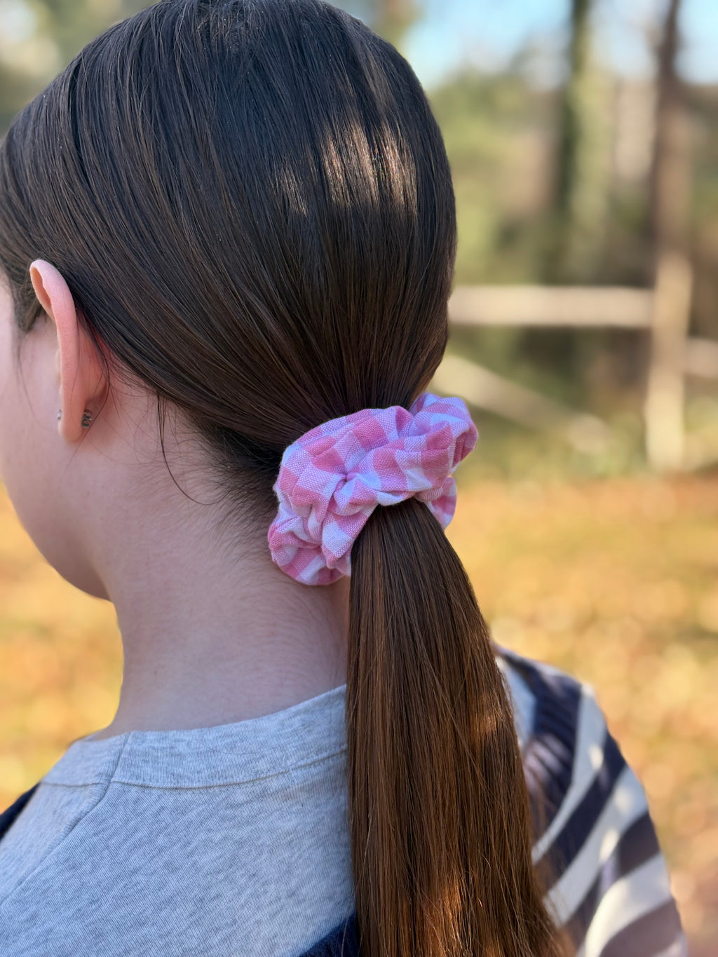 Pink Gingham Scrunchie