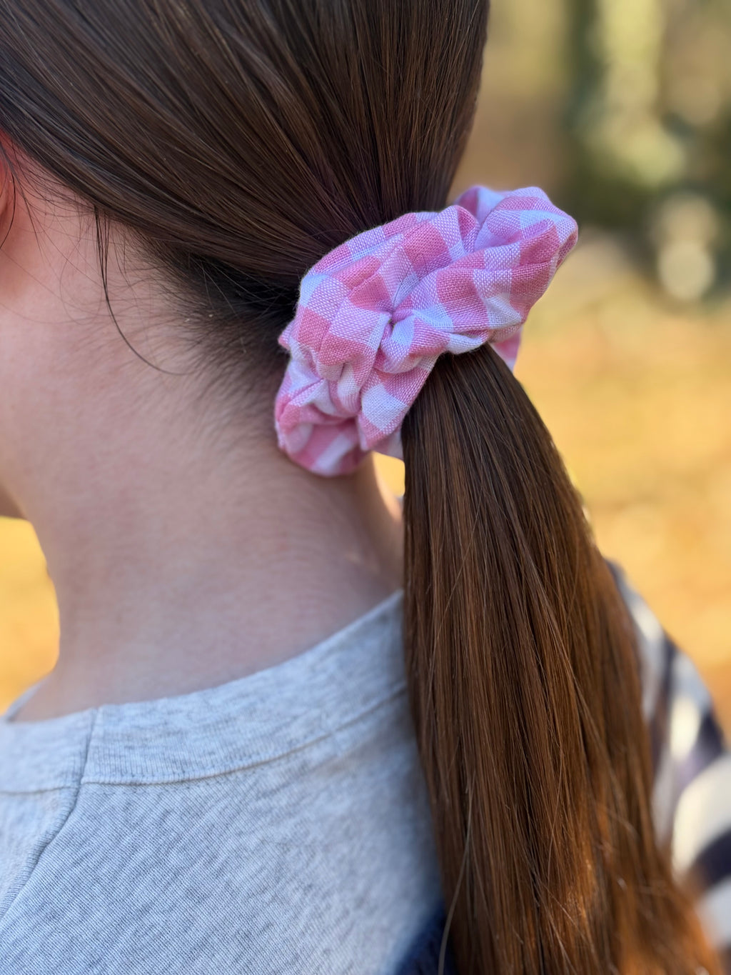 Pink Gingham Scrunchie