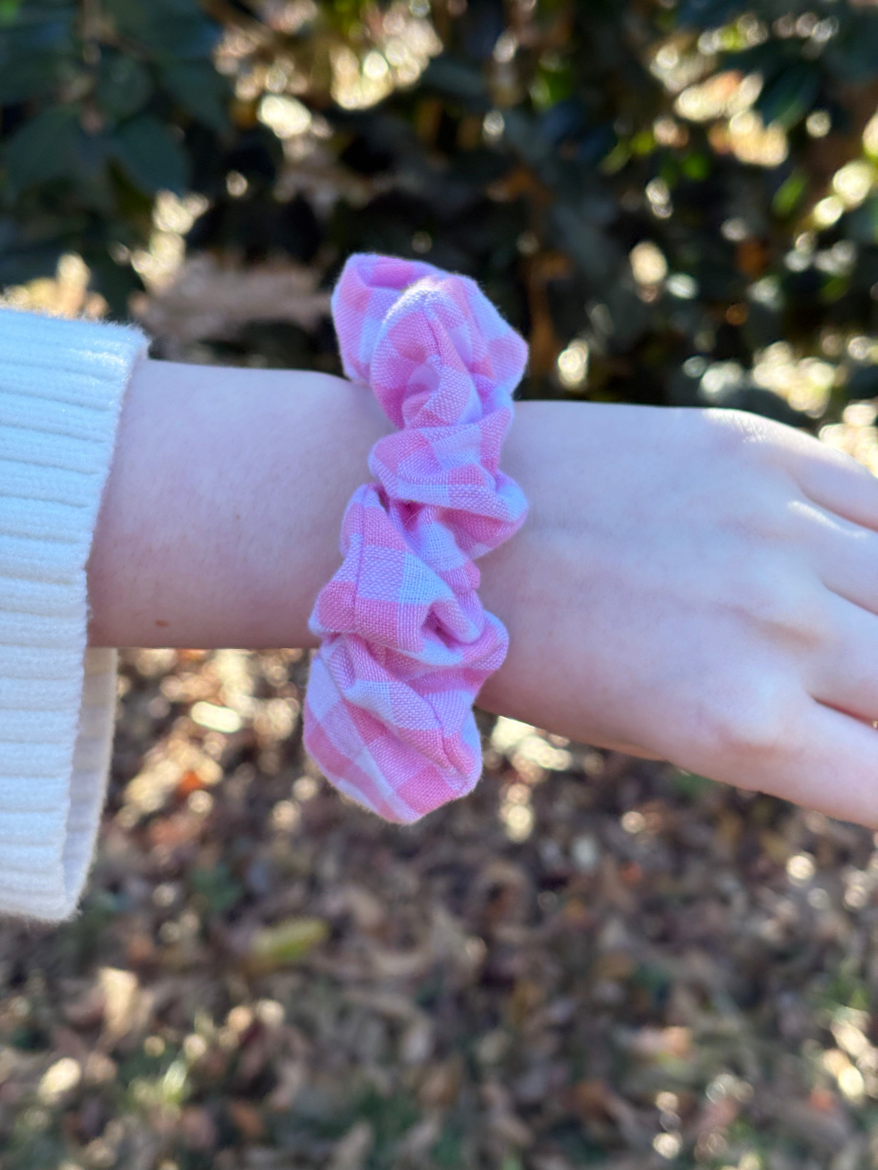 Pink Gingham Scrunchie